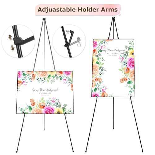 DAJAVE 6 Pack Display Easel Stand 63 Inch Folding Easels for Display, Portable Tripod Display Easel, Black Adjustable Metal Easel for Wedding Sign, Posters, Painting