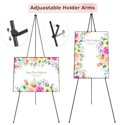 DAJAVE 6 Pack Display Easel Stand 63 Inch Folding Easels for Display, Portable Tripod Display Easel, Black Adjustable Metal Easel for Wedding Sign, Posters, Painting