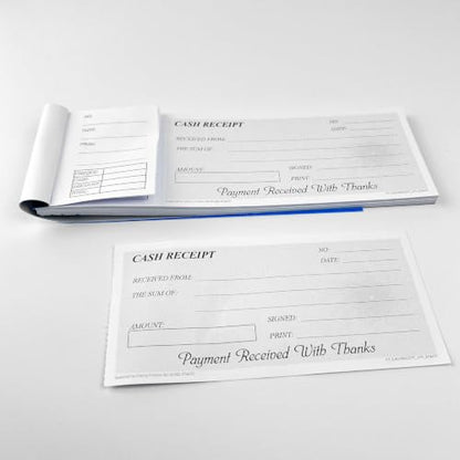 Cherry Cash Receipt Book - Check Book Style with Convenient Stub for Reference (8.26 x 2.91 Inches) 50 pages