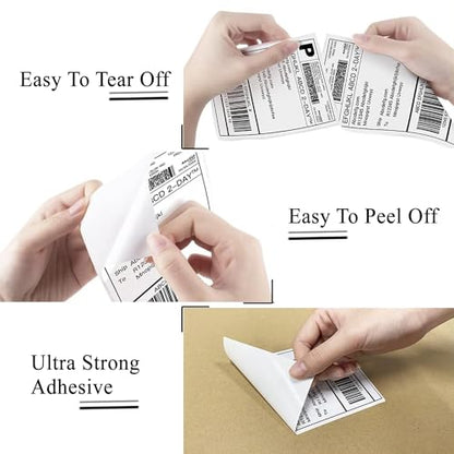 5" x 3" Thermal Labels, Fanfold Shipping Labels with Permanent Adhesive, White Printable Label Stickers for Barcodes, Addresses, Compatible with Zebra, Rollo Thermal Printer (5" x 3"-250pcs) - style: 5" x 3"-250pcs