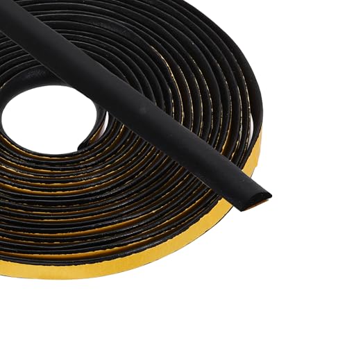 PATIKIL 16.4FT Solid Rubber Weather Stripping, 2/5" W x 1/8" H Self Adhesive D Shape EPDM Rubber Seal Strip Gasket for Door Frame Window Insulation RVs Furniture Cabinets, Black - size: 16.4FT x 2/5"W x 1/8"H