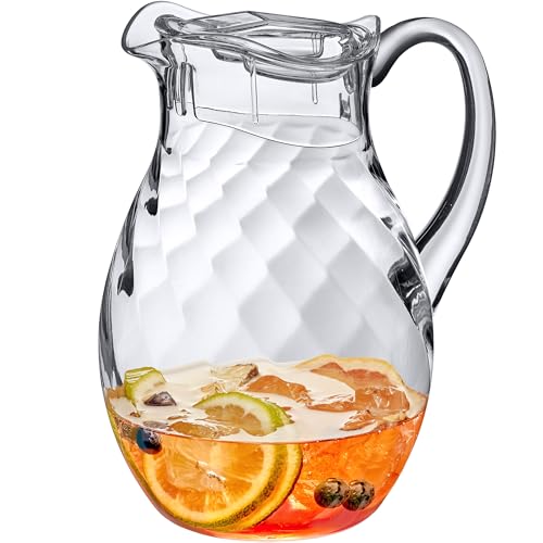 Amazing Abby - Bubbly Whirly - Plastic Pitcher (64 oz, 2 Quart), Clear Water Pitcher with Lid, Fridge Jug, BPA-Free, Shatter-Proof, Great for Iced Tea, Sangria, Lemonade, Juice, Milk, and More - style: Bubbly Whirly (64 oz)