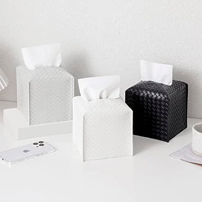 Tissue Box Cover Square Leather Facial Paper Holder, Misty Gray - color: Misty Gray, size: square