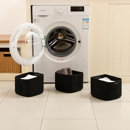 OIAHOMY 3 PACK Cube Storage Bins Storage Baskets Shelf Bins Black - color: Black