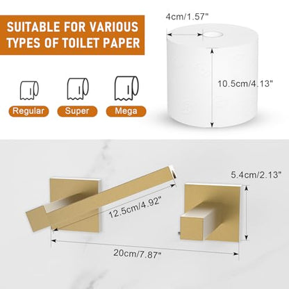 Toilet Paper Holder Wall Mount, Brushed Gold Paper Towel Holder Double Base Large Stainless Steel Bathroom Toilet Tissue Roll Holder, Commercial Toilet Paper Dispenser - color: Brushed Gold, size: Square