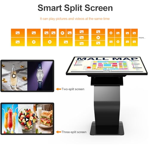 32 Inch Touch Screen Kiosk, 10pt PCAP Touch Screen Digital Signage, Plug&Play K-Style Indoor Digital Signage, Interactive LCD Display Signage, CMS/U-Disk Publish Content, Split Screen, Android 11 - color: 32"+Black (Android OS)