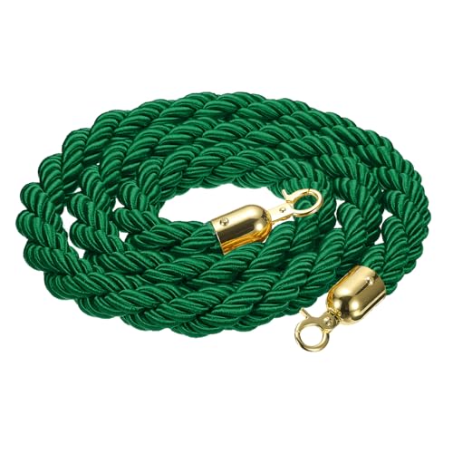 MECCANIXITY Twisted Stanchion Rope 6.6 Ft/2 M, Barrier Rope Twisted Post Ropes with Snap Hooks for Posts Stands Queue Divider Crowd Control, Green Golden - color: Green Golden, size: 6.6 Ft