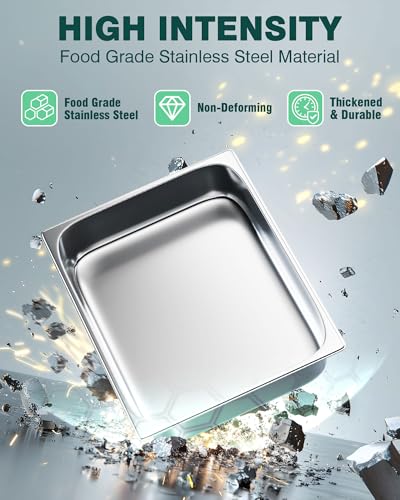 WantJoin Stainless Steel Steam Table Hotel Pan Set 1/2 Size 2.5 Inch 6 Pack - color: 2.5" Deep, size: 1/2 Size Thickened