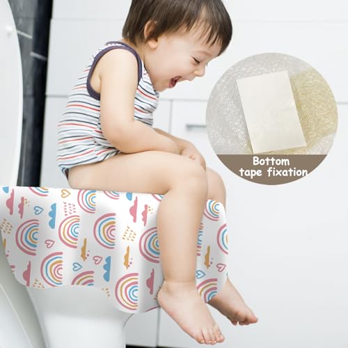 DEEKI 20 Pack Toilet Seat Covers Disposable, Safe No-Slip Waterproof for Kids Toddlers Use in Potty Training Public Restrooms Toilets, Portable Clean Covers for Adults Travel -Rainbow (20 Count) - size: 20 Count