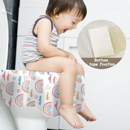 DEEKI 60 Pack Toilet Seat Covers Disposable, Safe No-Slip Waterproof for Kids Toddlers Use in Potty Training Public Restrooms Toilets, Portable Clean Covers for Adults Travel -Rainbow (60 Count) - size: 60 Count