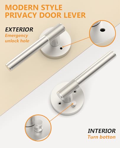 Asidrama 4 Pack Brushed Satin Nickel Privacy Interior Door Handles - color: Brushed Satin Nickel, size: Privacy, style: 4pack