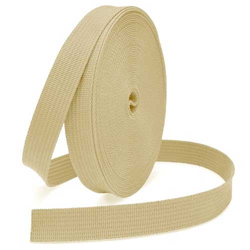 Woven Webbing Straps, 1 Inch Wide Polypropylene Webbing Tote Bags Leash Straps for Making Bag Handles, Dog Collars, Crafts Outdoor Supplies, 12 Yards Beige - color: Beige, size: 12 Yards
