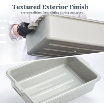 CURTA Bus Tub with Lids 3 Pack, 21"x15"x5" Gray NSF Dish Box - size: 21.06" x 15.35" x 4.92" - With Lid