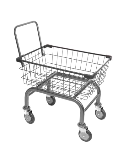 Heavy Duty Uhandle Laundry Cart with 5" Wheel (Charcoal Grey) Ruber Grip.