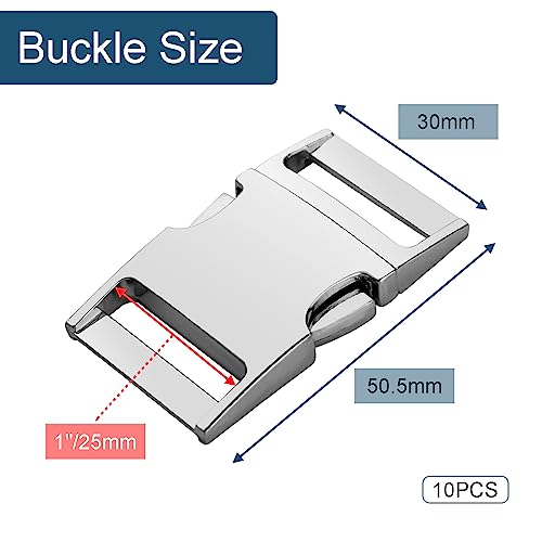 CooBigo 10 Pack Bulk Dog Collar Hardware Metal Buckle 1 inch Webbing Backpack Buckle Replacement Backpack Strap Kit Prong Collar Clip Buckles(Silver) - color: 10pcs 1" Silver