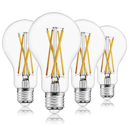 FLSNT 100W Equivalent Dimmable A21 LED Light Bulbs, Efficient 12W, 1600Lumens, 2700K Soft White, CRI90, E26 Medium Base, Clear Glass, 4 Pack - color: 100w 2700k Soft White, size: 4 Count (Pack of 1)