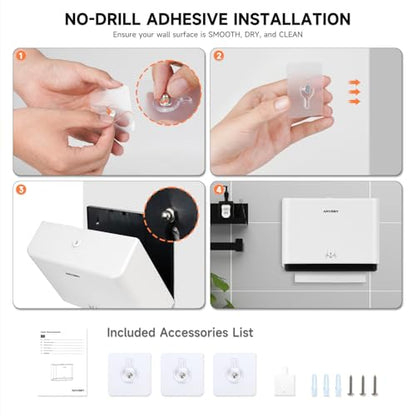 anydry 200-Sheet Paper Towel Wall Mount Dispenser (Folded Size ≤ 10 x 3.1) - color: Soft White