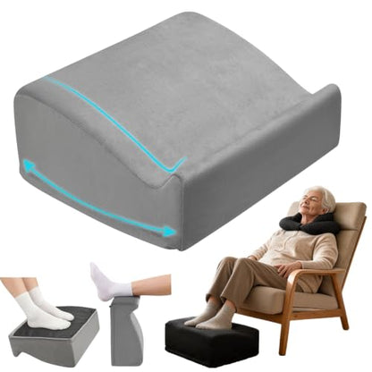 Foot Rest Under Desk with Rocking Base | Gray Velvet - color: Gray, size: 12.6" L x 15" W x 6.1"