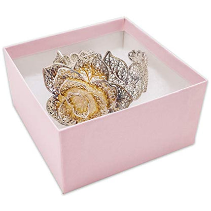 TheDisplayGuys 25 Cardboard Gift Jewelry Boxes w/Paddings #34-3.9x3.9x2 - color: Baby Pink