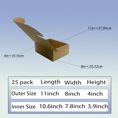 11x8x4 inch Shipping Box Pack of 20, Brown Corrugated Cardboard Mailer Box - size: 11x8x4 -20 Pack