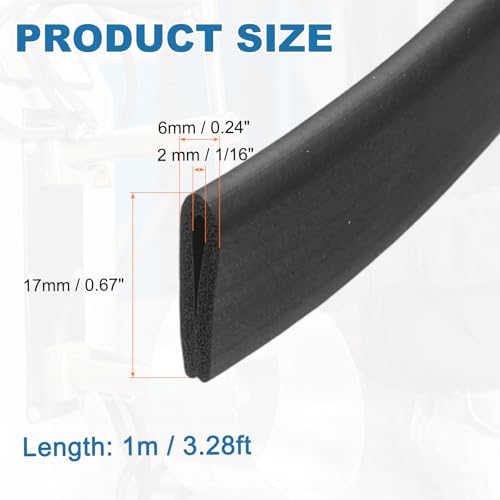 PATIKIL Rubber Edge Trim, 1/16"(2mm) x 3.3Ft Length EPDM U Channel Edge Protector U Shaped Gasket for 0.5-2mm Mirror Glass Protector, Black (6x17mm) - color: Black, size: 1/16"x3.3Ft(0.5-2mmx6x17mm)