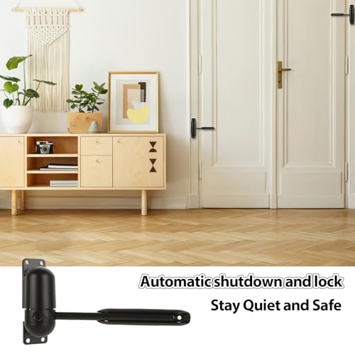 2PCS Automatic Door Closer, Safety Spring Door Closer, Adjustable Soft Door Closer, Easy to Install to Convert Hinged Doors, Black Auto Door Closers for Home