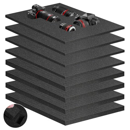 Eunice 16" x 12" Foam Inserts, 4 Pcs 0.8" Pick & Pluck + 4 Pcs 0.4" Padding - size: 4PCS-16*12*0.8 + 4PCS-16*12*0.4 Inches