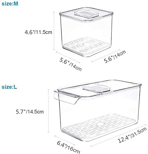 SANNO Produce Saver Containers for Refrigerator - Stackable Kitchen Organizer Keeper Bin, with Removable Drain Tray, Set of 6 - size: 6-Pack