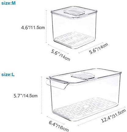 SANNO Produce Saver Containers for Refrigerator - Stackable Kitchen Organizer Keeper Bin, with Removable Drain Tray, Set of 6 - size: 6-Pack