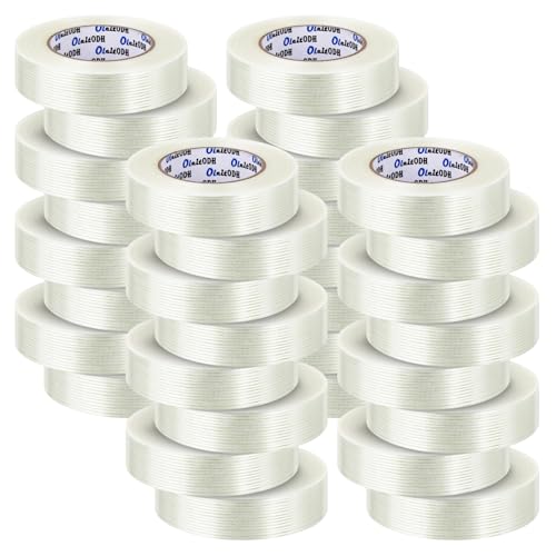 Oleitodh 32 Rolls Strapping Tape 1 Inch x 60 Yards 5.5 Mil Fiberglass Tape - size: 1in x 60Yds