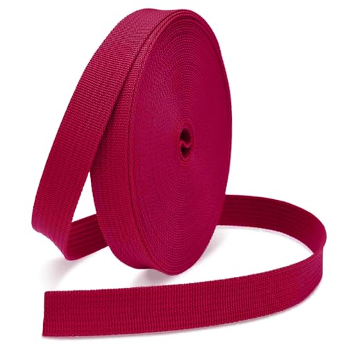 1 Inch Polypropylene Webbing Strap, 12 Yards Woven Webbing Straps for Backbag, DIY Crafting, Pet Collar, Outdoor Gear, Rose Red - color: Rose Red, size: 12 Yards