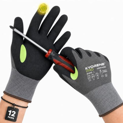 Armor Guys 00-810 Kyorene Pro Graphene Gloves – ANSI A1, Large, 12 Pairs - size: Large (Pack of 12)