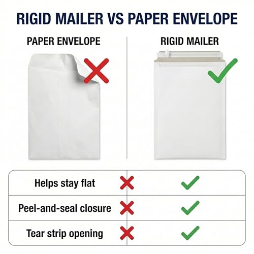 BOX USA Rigid Mailers 9" x 12" (100-Pack) - Cardboard Mailer Envelopes for Photos, Documents, Prints - Stay Flat - size: 9" x 12" (100-Pack)
