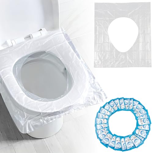 RAINFLOW Disposable Toilet Seat Covers - 60 Pack Waterproof Plastic Covers