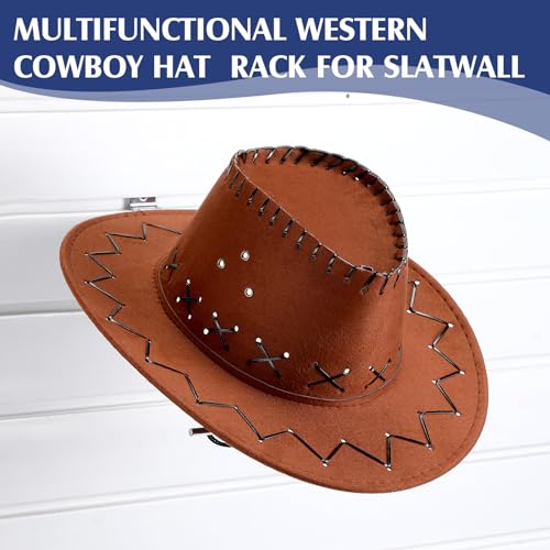 Zonon 10 Pack Slatwall Cowboy Hat Display Holder Western Cowboy Hat Display Rack Hooks Metal Slatwall Accessories Wall Mounted for Retail Shop Home Warehouse Organization (Black) - color: Black