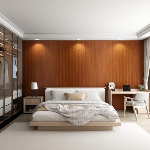 Slat Wall Panel 8-Pack, 108’’x6.3’’, Teak - size: 108’’x6.3’’-Teak