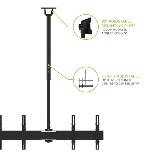Kanto CM600B4B Back-to-Back Quad TV Ceiling Mount for 40” to 45” TVs | 200 lb Weight Capacity | Height Adjustable | Up to +15°/-6° Tilt | Hidden Cable Management - style: Commercial - Quad TV - For 40" to 45" TVs - Black
