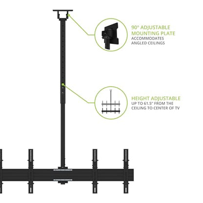 Kanto CM600B4B Back-to-Back Quad TV Ceiling Mount for 40” to 45” TVs | 200 lb Weight Capacity | Height Adjustable | Up to +15°/-6° Tilt | Hidden Cable Management - style: Commercial - Quad TV - For 40" to 45" TVs - Black