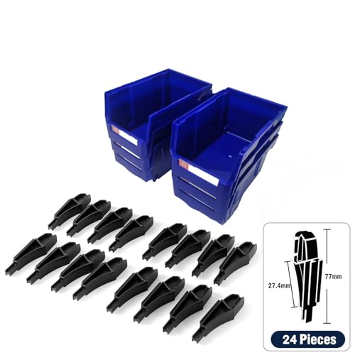 Pe&Hui Storage Organizer Bins,Wall Mount Storage Parts Rack,Stackable Shop Tool Bins for store Screws,Small Parts,Office Supplies and other Accessories Blue (6Pack)