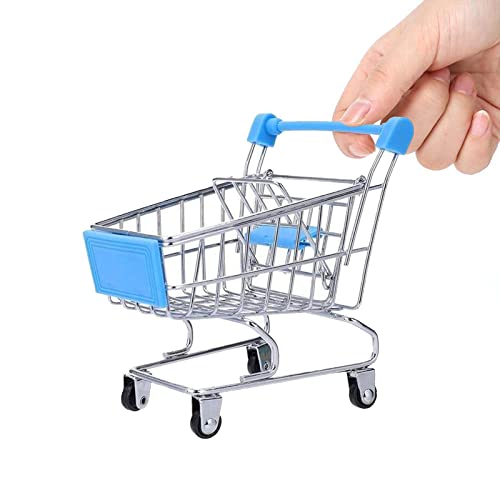 Mini Shopping Cart，Supermarket Handcart Mini Shopping Cart Mini Supermarket Storage Toy Decorative Ornaments for Storage Toys (Toy Shopping cart Blue) - color: Blue