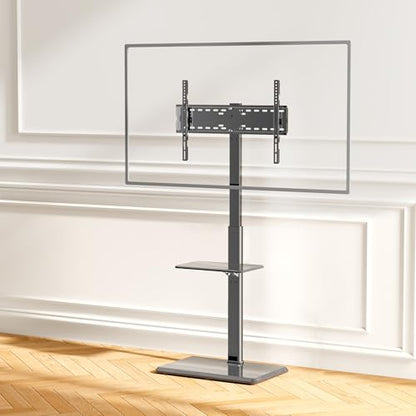 Floor TV Stand with Removable Media Shelf for 32-75 Inch TVs up to 110 lbs - style: TCP01-2-M-A02
