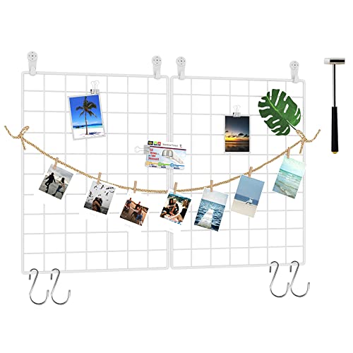C&AHOME Photo Wall Display Set of 2, Wall Grid Panel, 15.7" x 11.8", White - color: White, size: 15.7 x 11.8 (40x30cm)