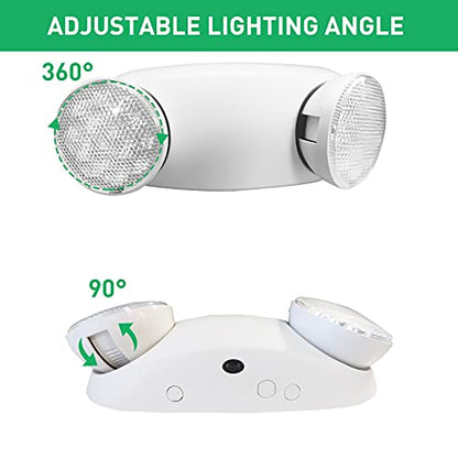 OSTEK LED Emergency Light with Adjustable Floodlight Heads, 90-Min Backup Battery, Fire-Resistant, 120-277V, UL 94V-0 Rated, for Business Use (2pack) - size: 2pack