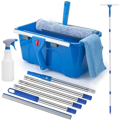 Window Cleaning Kit for Home and Commercial Use, 6 Ft Long Handle - color: Blue