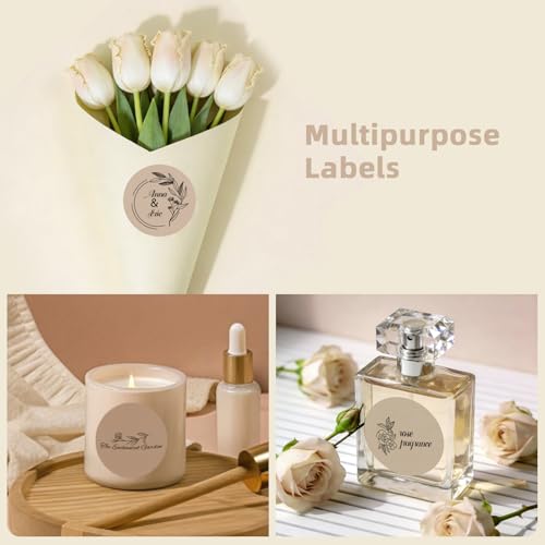 500 Labels/Roll 2" Gradient Brown Round Thermal Labels, Waterproof Circle Blank Thermal Sticker Compatible with Direct Thermal Label Printers for DIY Logo Designs, Thank You, Small Business - color: Brown Gradient, size: 2 Inch
