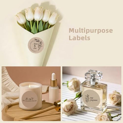 500 Labels/Roll 2" Gradient Brown Round Thermal Labels, Waterproof Circle Blank Thermal Sticker Compatible with Direct Thermal Label Printers for DIY Logo Designs, Thank You, Small Business - color: Brown Gradient, size: 2 Inch