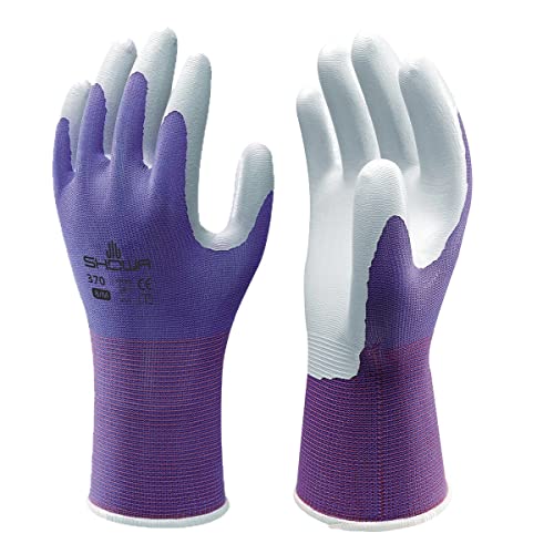 SHOWA Atlas 370B Professional Nitrile Work Gloves,for Landscaping, Gardening & Assembly, General Purpose Gloves - color: Purple, size: X-Small, style: Single Pair