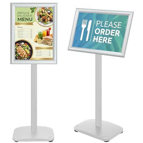 Heavy Duty Pedestal Sign Holder, 11"x17" Sign Stand Outdoor Indoor - color: Silver, size: 11x17 in