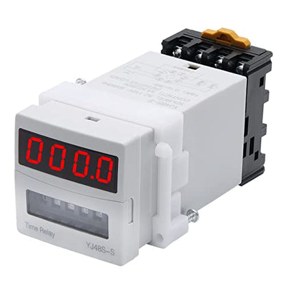 APIELE 110V AC Timer Relay Digital Display 0.1S-99H Delay Time Relay 8 Pin with Base Socket DIN Rail Mount YJ48S-S - size: 110V AC
