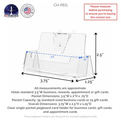 Marketing Holders 2 Pack Peg Board Business Card Holder for 3.5" x 2" Membership Reward Gift Cards Clear Acrylic Organizer Rack